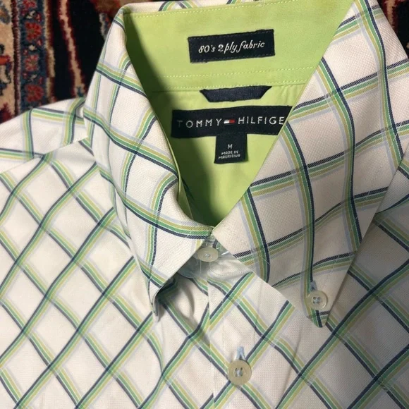 TOMMY HILFIGER NWOT Vintage 80s Button Down Short Sleeve Cotton Shirt Size M - Picture 2 of 5